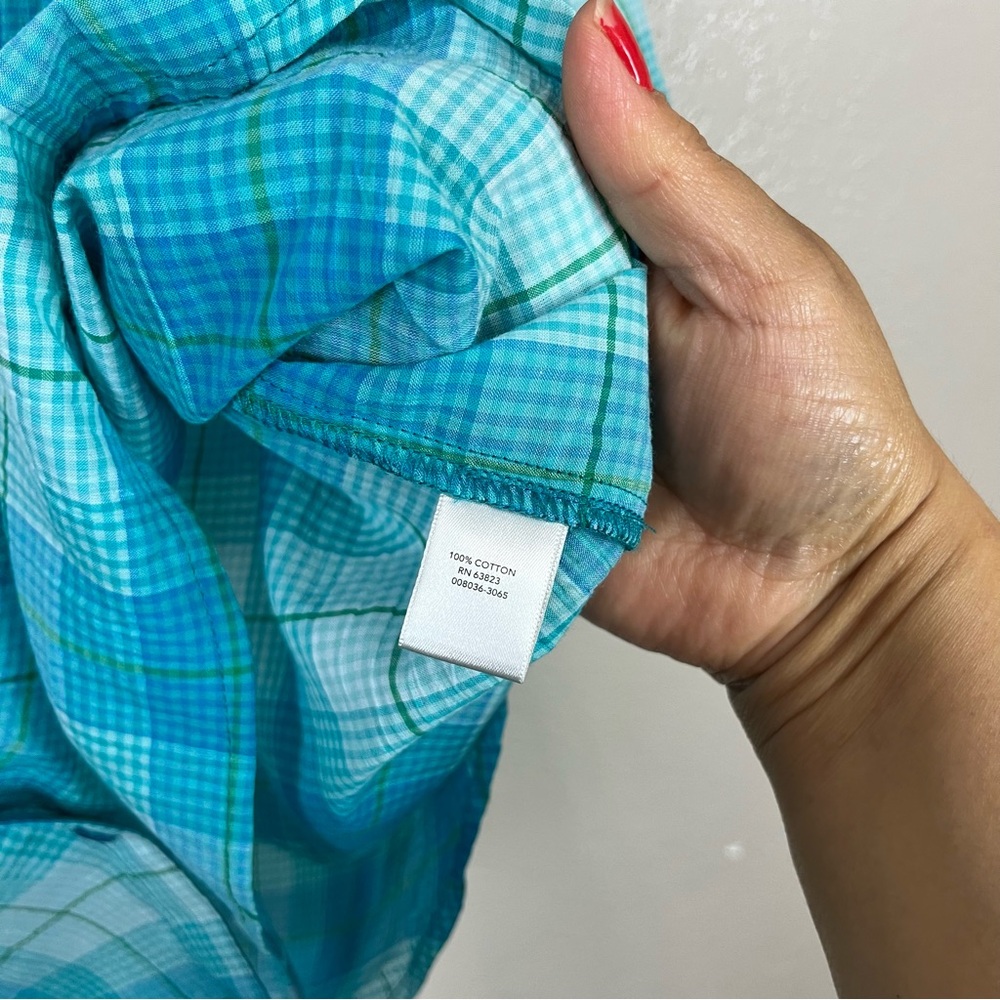 Christopher & Banks Shirt Top Women's XXL Blue Green Plaid 3/4 Sleeves 5 for $30 - Picture 8 of 15